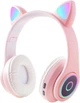 Беспроводные наушники с кошачьими ушками Bluetooth и RGB подсветкой Cat VZV-23M Розовые - изображение 1