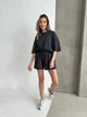 Жіночий прогулянковий костюм вільного крою (футболка+шорти) Uaclothes 42-44 Графітовий (like37670-181011349) - изображение 3