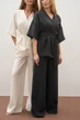Кімоно жіноче oversize з натуральної тканини (віскоза та льон) Розмір XL-XXL (50-52) Чорний - зображення 6