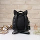 Рюкзак с ушками Котика кожаный Leaflet Leather городской. Черный. - изображение 2