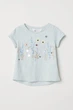 Футболка для девочки H&M 110-116 см (4-6Y) Светло-ментоловый - изображение 1