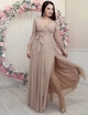 Блискуча шифонова сукня максі з довгим рукавом 024 3XL бежевий - зображення 3