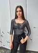 Боди женский с серебристой нитью Tally Weijl Черный 13598 XS (укр 40-42) - изображение 8