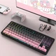 Клавиатура беспроводная Attack Shark M87 Pro V2 White Jade Switch Bluetooth/Wireless/USB Black-Pink (AS-6972792470467-B) - изображение 2