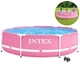 Розовый каркасный бассейн Intex круглый, 244x76 см, каркас, чаша, заглушки (IP-174674) - изображение 1