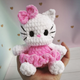 Вязаная мягкая игрушка Кошечка Китти, Kitty 15 см — ручная работа из плюшевой пряжи - изображение 4