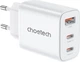 Мережевий зарядний пристрій CHOETECH USB-A/USB-C (PD3046-EU-WH) - зображення 1