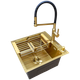 Комплект кухонной мойки Kraft NANO GOLD PVD HS50*50 (3.0/1.0 мм) декор - зображення 7