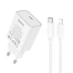 Мережевий зарядний пристрій з кабелем HOCO C143A Benefit single port PD20W charger set(C to iP) White - зображення 1