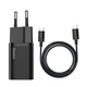 Сетевое зарядное устройство с кабелем Baseus Super Si Quick Charger 1C 25W EU Sets Black（With Mini White Cable C to C 3A 1m Black） - изображение 1