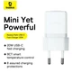 Зарядное устройство Baseus Palm 20W USB Type-C белое для быстрой зарядки Quick Charge 3.0 один порт - изображение 5