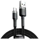 Кабель Baseus Cafule USB Type-C 3А 1м сірий чорний для швидкого заряджання та передачі даних - зображення 1