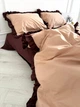 Постельное белье с рюшами семейный 150х210 (2 шт) Бязь Gold Luxe на молнии наволочки 70х70 капучино и шоколад - изображение 8