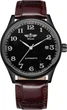 Чоловічий годинник Winner 8023 Black Leather класичний - зображення 1