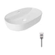 Комплект Qtap Scorpio: Раковина накладная овальная 600х400х120 мм White + Донный клапан PU02 - изображение 1