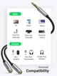 Кабель UGREEN AV141 3.5 мм mini jack разветвитель на наушники и микрофон (20cm, 4 pin). Grey - изображение 4