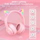 Бездротові ігрові навушники з котячими вушками Onikuma B90 RGB гарнітура з мікрофоном Pink (19117) - зображення 7