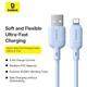 USB кабель Lightning для iPhone Baseus Silky Series Fast Charging Cable (1m, 2.4A, 480 Mbps). Blue - зображення 5