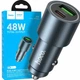 Автомобільний зарядний пристрій 48W з USB та Type-C LED індикатор чорний HOCO Z60 - зображення 1