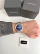Чоловічий наручний годинник Emporio Armani Watch Mario AR11306 44мм брендовий срібний із синім циферблатом - зображення 5