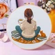DIY набір для вишивання Мила дівчина з книгою та котиком, 20×20 см - зображення 1