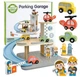 Drewniany parking piętrowy 2w1 Woopie Green Stacja benzynowa z autkami i figurkami 12 elementów (564470) (5906280656447) - obraz 1
