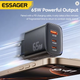 Зарядний пристрій Essager 65W GaN (2xType-C + USB-A) PD3.0 швидка зарядка Black - зображення 5