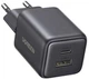 Сетевое зарядное устройство Ugreen X514 USB-C+USB 20W GaN Fast Charger Black (UGR-65737) - изображение 1