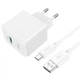 Зарядний пристрій Hoco CS12A (USB/QC3.0) + USB кабель Type-C-білий - зображення 1