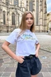 Жіноча футболка з принтом вільного крою з віскози літня Seventeen S-M Білий (2000000177410) - изображение 3