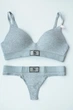 Комплект белья Victoria's Secret Cotton Lightly Lined Wireless Bra Shine Patch Grey Set 34C-S - изображение 1