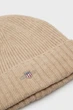 Чоловіча бежева вовняна шапка UNISEX. SHIELD WOOL BEANIE Gant OS 9910023 - изображение 3