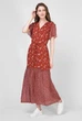 Жіноча бордова сукня з візерунком MIX PRINT Gant 36 4503084 - изображение 5