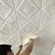 Самоклеящаяся настенно-потолочная 3D панель 35х35 см. Узорчатый ромб 1 шт. Белый - изображение 7