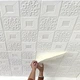 Самоклеящаяся настенно-потолочная 3D панель 35х35 см. Узорчатый квадрат 1 шт. Белый - изображение 4