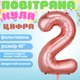 Повітряна куля у вигляді цифри 2 рожеве золото 40 дюймів фольгована - зображення 2