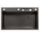 Кухонна мийка Kroner Schwarze SET7545HM 750x450 мм, PVD графіт, 3.0/0.8 мм, комплект зі змішувачем та аксесуарами - изображение 3