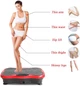 Тренажер виброплатформа Minexo VIBRO SLIM SHAPER PRO 51x30 см с пультом ДУ и эспандерами для тренировки мышц Красная - изображение 5