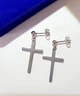 Серьги крестики медицинская сталь цвет серебро - изображение 5