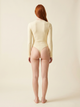 Боді лонгслів жіночій безшовний в рубчик Giulia BODY LONG SLEEVE RIB Світло-жовтий S-M - зображення 2