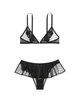 Комплект Victoria's Secret Sheer Rose Dot Triangle Bralette & Flutter Panty Set - M - Черный - изображение 1