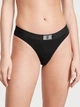 Хлопковые трусики Victoria's Secret Cotton Shine Patch Thong Panty - L - Черный - изображение 1