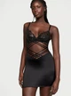 Пеньюар Victoria's Secret Shimmer Heart Embroidery Strappy Satin Slip - XS - Черный - изображение 1