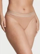 Хлопковые трусики тонг Victoria's Secret Logo Cotton Thong Panty - L - Бежевый - изображение 1