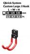 Держатель для инструментов Qbrick металлический большой J-образный 38x120x130 мм красный (724088) - изображение 4