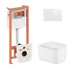 Готовое решение Qtap для ванной комнаты: подвесной унитаз Gemini Ultra Quiet 485×340×350 + комплект инсталляции Nest 4 в 1 (круглая клавиша White) - изображение 1