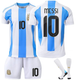 Комплект футбольна форма дитяча Lion SPORT Messi (Мессі) 10 з гетрами (розмір 34-38) збірна Аргентини, сезон 24/25, 24 розмір, ріст 130-140 см, біло-блакитний з чорним - изображение 1