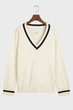 Жіночий білий вовняний пуловер SUPERFINE LAMBSWOOL CONT V-NECK Gant XS 4805265 - изображение 6