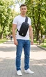Рюкзак через одно плечо (слинг) Derby 012602 Sling Black — Мужской однолямочный городской рюкзак, Cordura 500D черный - изображение 2