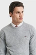 Чоловічий сірий вовняний джемпер SUPERFINE LAMBSWOOL C-NECK Gant L 87211 - изображение 4
